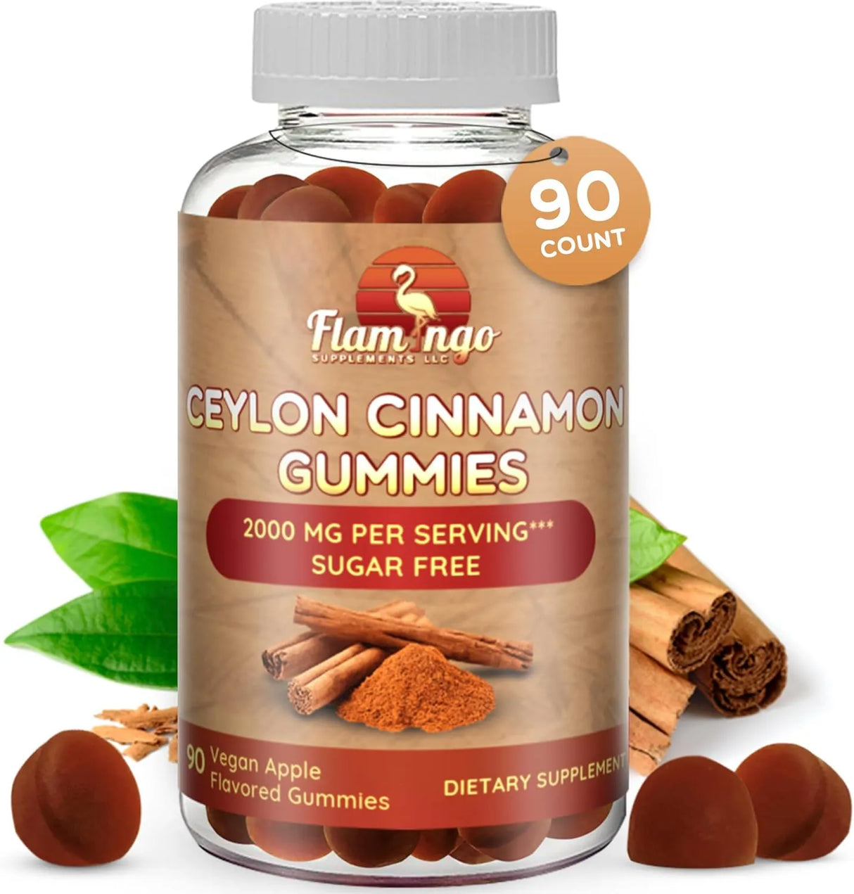 FLAMINGO SUPPLEMENTS - Flamingo Supplements Sugar Free Ceylon Cinnamon Gummies 2000Mg. 90 Gomitas - The Red Vitamin MX - Suplementos Alimenticios - {{ shop.shopifyCountryName }}