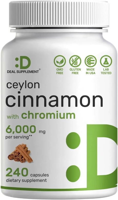 DEAL SUPPLEMENT - Deal Supplements Ceylon Cinnamon 6000Mg. with Chromium 1000mcg 240 Capsulas - The Red Vitamin MX - Suplementos Alimenticios - {{ shop.shopifyCountryName }}