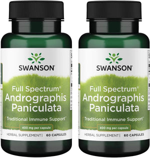 Swanson Full Spectrum Andrographis Paniculata 400Mg. 60 Capsulas 2 Pack