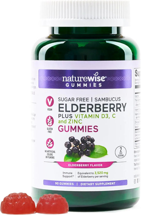 NATUREWISE - NatureWise Sambucus Elderberry Gummies Sugar-Free 90 Gomitas - The Red Vitamin MX - Suplementos Alimenticios - {{ shop.shopifyCountryName }}