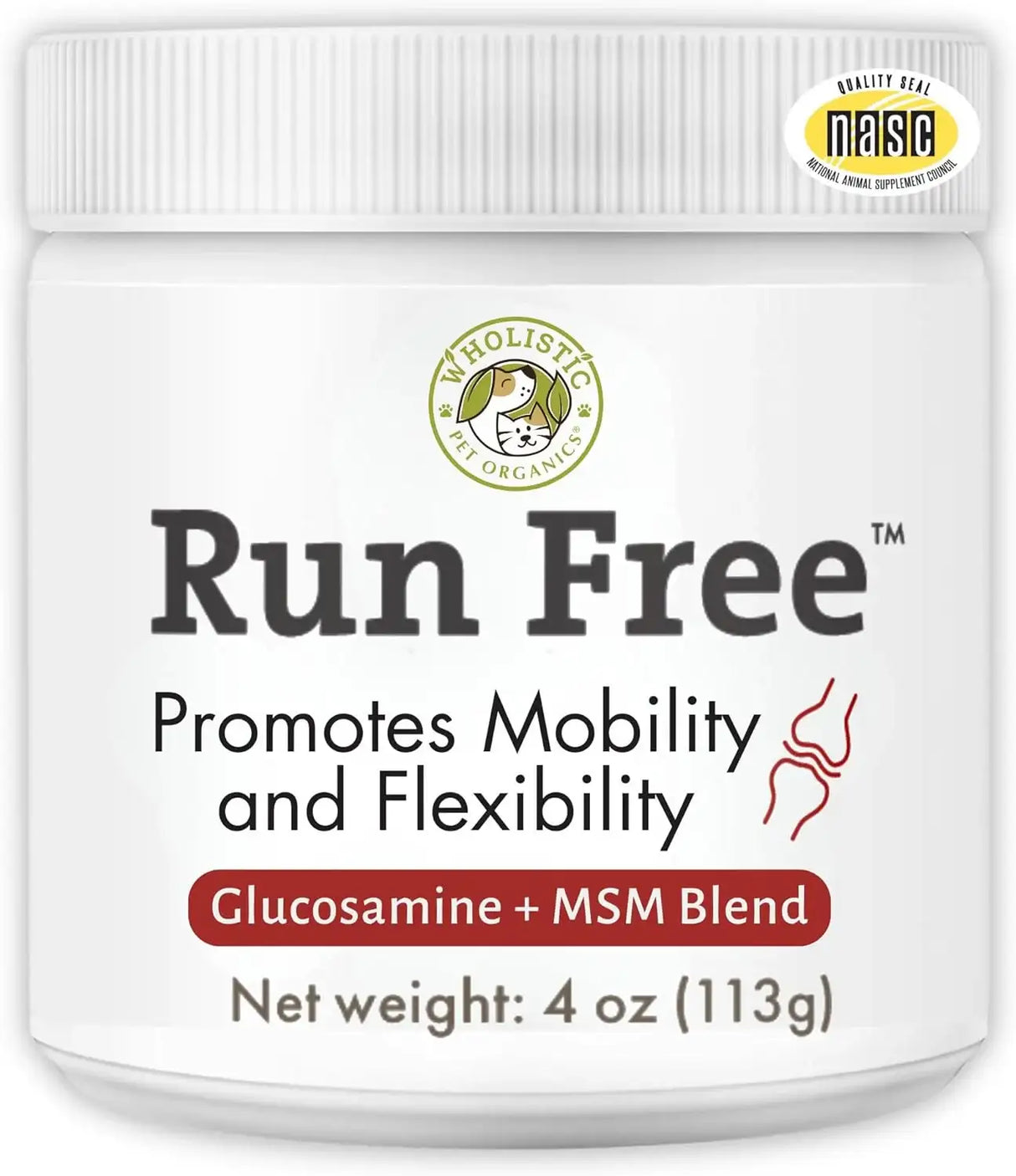 WHOLISTIC PET ORGANICS - Wholistic Pet Organics Run Free Dog Joint Supplement 113Gr. - The Red Vitamin MX - Cuidado De Cadera Y Articulaciones Para Perros - {{ shop.shopifyCountryName }}