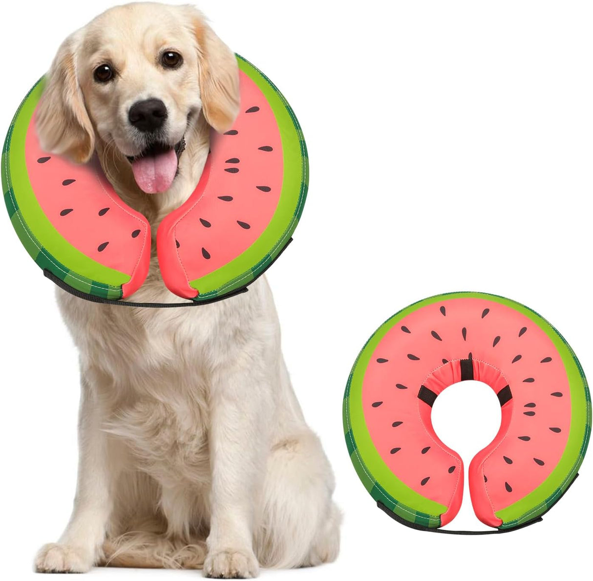 MIDOG Inflatable Dog Cone Collar Watermelon LARGE Neck 14"-18"