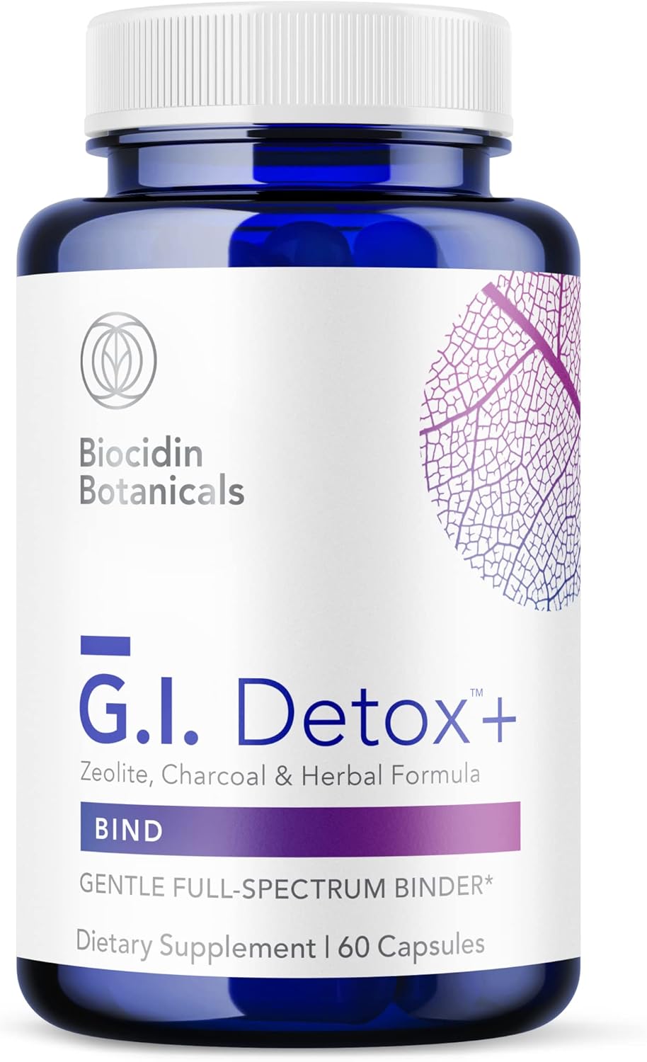 Biocidin G.I. Detox+ Gentle Binder Activated Charoal, Zeolite & Aloe 60 Capsulas