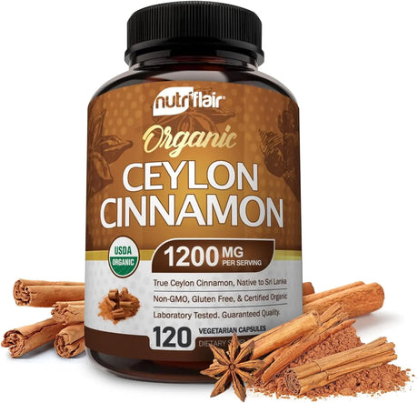 NUTRIFLAIR - NutriFlair Organic Ceylon Cinnamon 1200Mg. 120 Capsulas - The Red Vitamin MX - Suplementos Alimenticios - {{ shop.shopifyCountryName }}