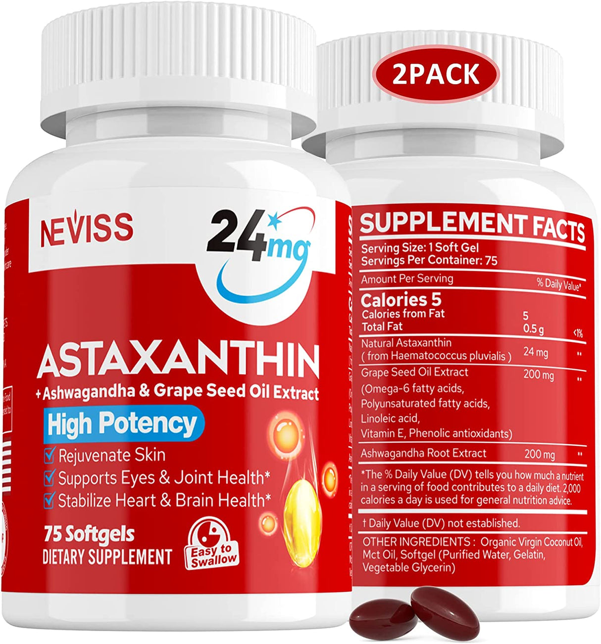 Neviss Astaxanthin 24Mg. 150 Capsulas Blandas - The Red Vitamin MX