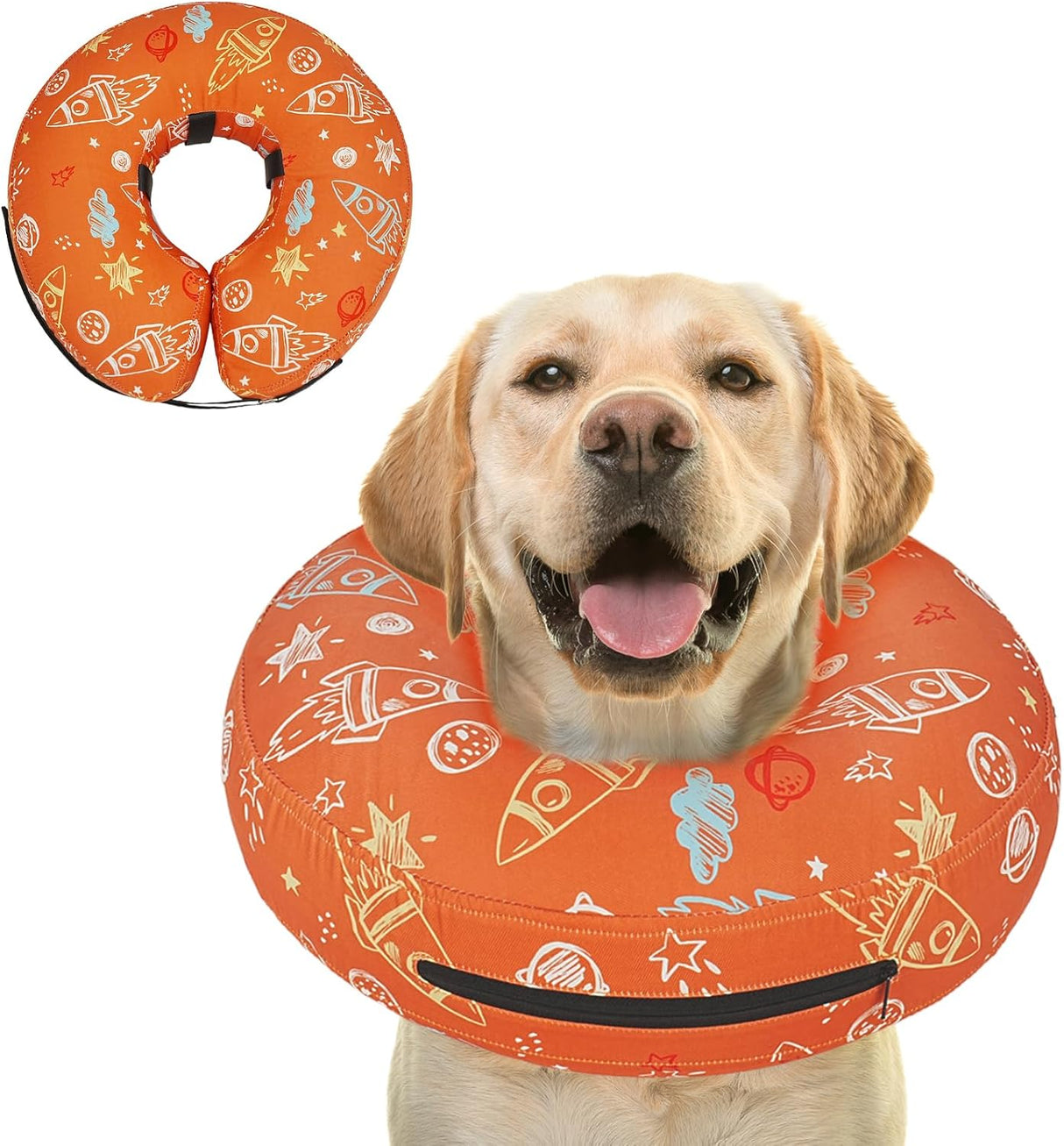 Toptakeit Elevated Inflatable Dog Collar ORANGE XXLARGE