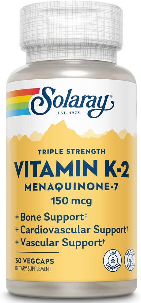 Solaray Triple Strength Vitamin K-2 as MK-7 150mcg 30 Capsulas - The Red Vitamin MX - Suplementos Alimenticios - SOLARAY