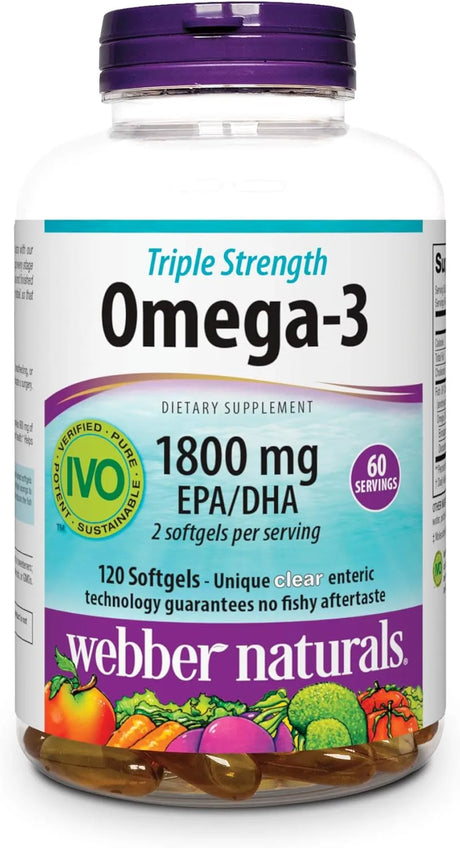 WEBBER NATURALS - Webber Naturals Triple Strength Omega-3 Fish Oil 1800Mg. 120 Capsulas Blandas - The Red Vitamin MX - Suplementos Alimenticios - {{ shop.shopifyCountryName }}