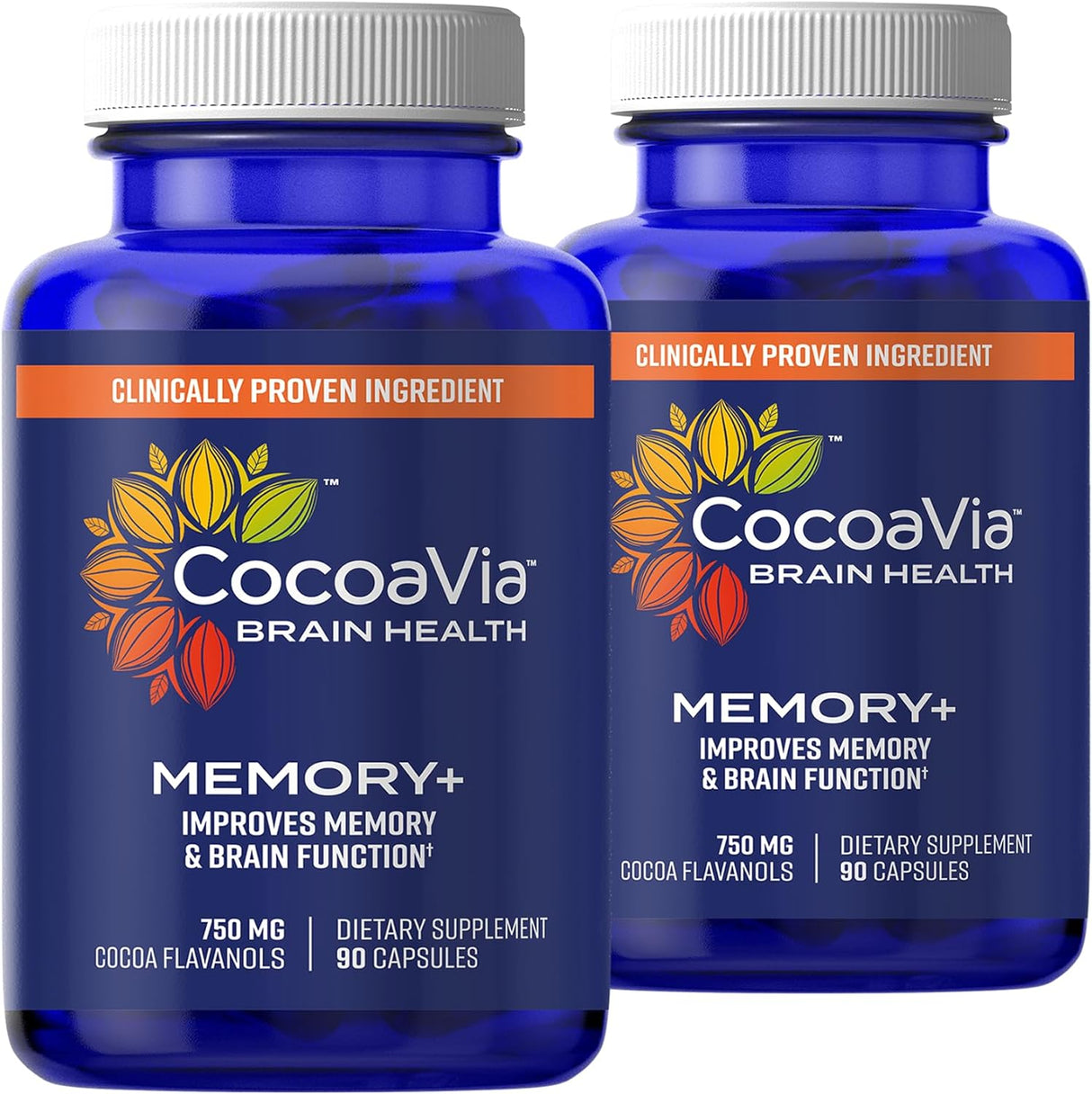 CocoaVia Memory+ Brain 750Mg. Cocoa Flavanols 180 Capsulas