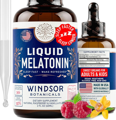 WINDSOR BOTANICALS - WINDSOR BOTANICALS Liquid Melatonin Drops 3Mg. 2 Fl.Oz. - The Red Vitamin MX - Suplementos Alimenticios - {{ shop.shopifyCountryName }}