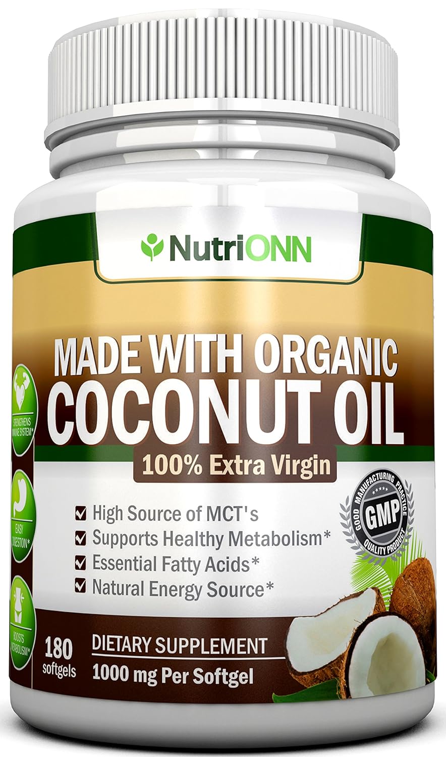 NutriONN Organic Coconut Oil 4000Mg. 180 Capsulas Blandas