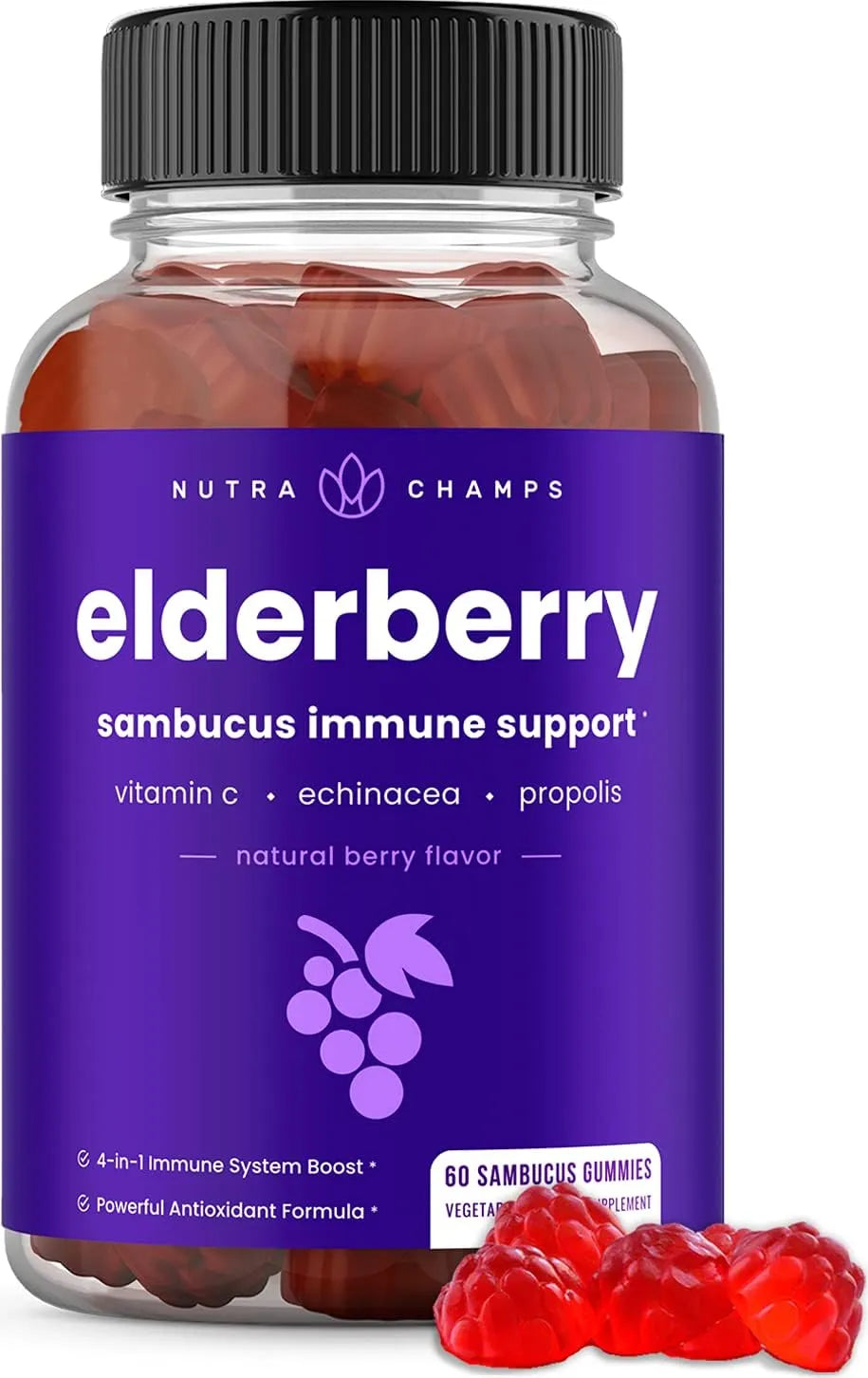 NUTRACHAMPS - NutraChamps Elderberry Gummies 60 Gomitas - The Red Vitamin MX - Suplementos Alimenticios - {{ shop.shopifyCountryName }}