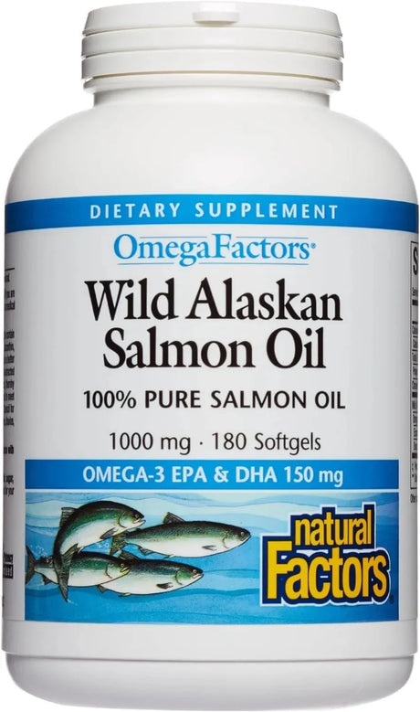 NATURAL FACTORS - Natural Factors Wild Alaskan Salmon Oil 180 Capsulas Blandas - The Red Vitamin MX - Suplementos Alimenticios - {{ shop.shopifyCountryName }}