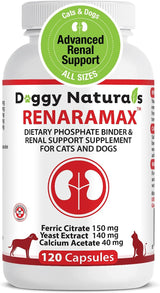 Doggy Naturals RENARAMAX Dietary Phosphate Binder and Renal Support for Cats and Dogs 120 Capsulas