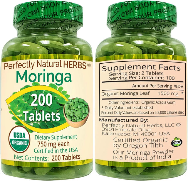 PERFECTLY NATURAL HERBS - Perfectly Natural Herbs Organic Moringa 200 Tabletas - The Red Vitamin MX - Suplementos Alimenticios - {{ shop.shopifyCountryName }}