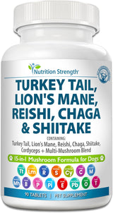 NUTRITION STRENGTH - Nutrition Strength 15-in-1 Mushrooms for Dogs 90 Tabletas - The Red Vitamin MX - Suplementos Herbales Para Perros - {{ shop.shopifyCountryName }}