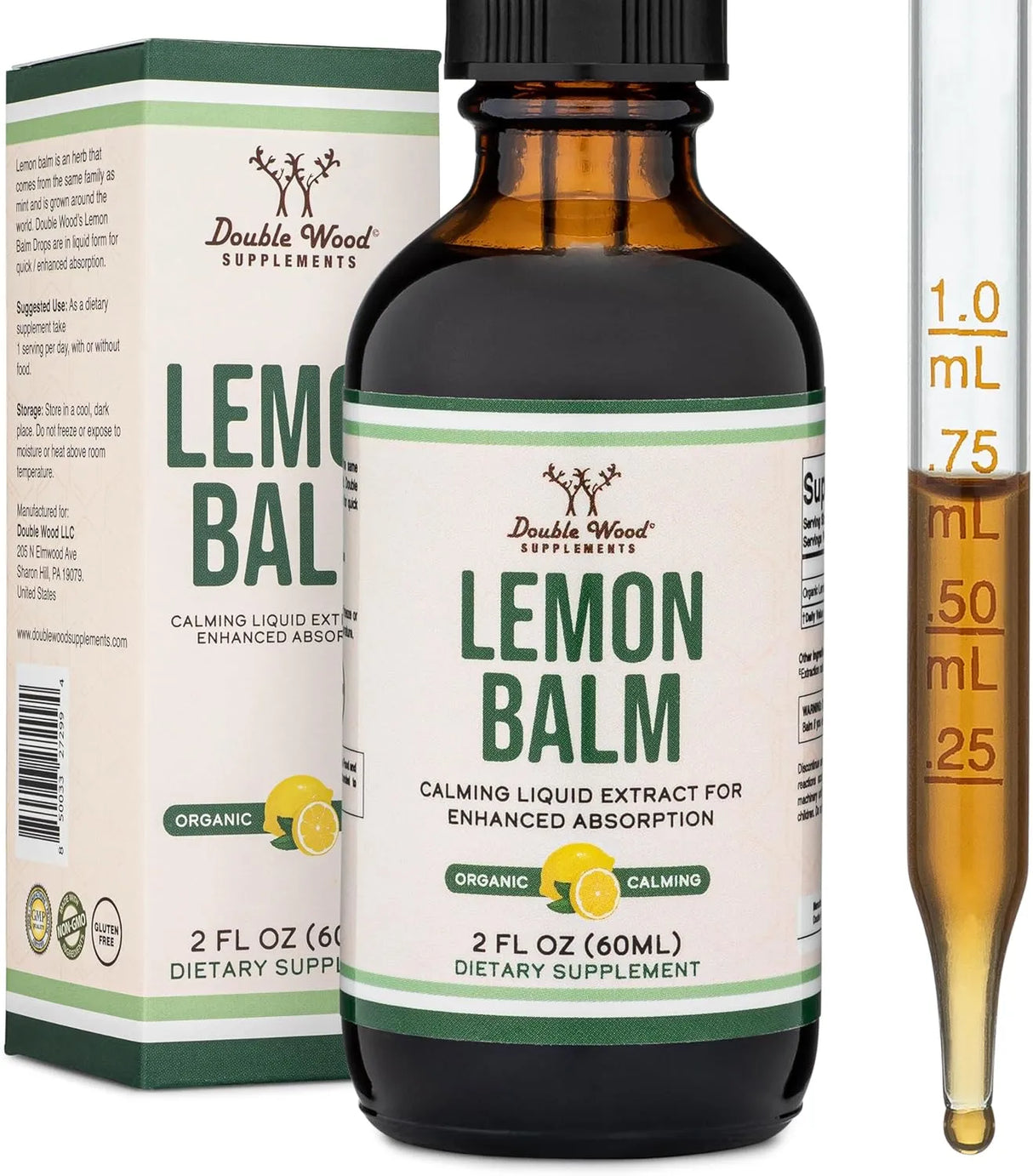 DOUBLE WOOD SUPPLEMENTS - Double Wood Supplements Lemon Balm Tincture 60Ml. - The Red Vitamin MX - Suplementos Alimenticios - {{ shop.shopifyCountryName }}