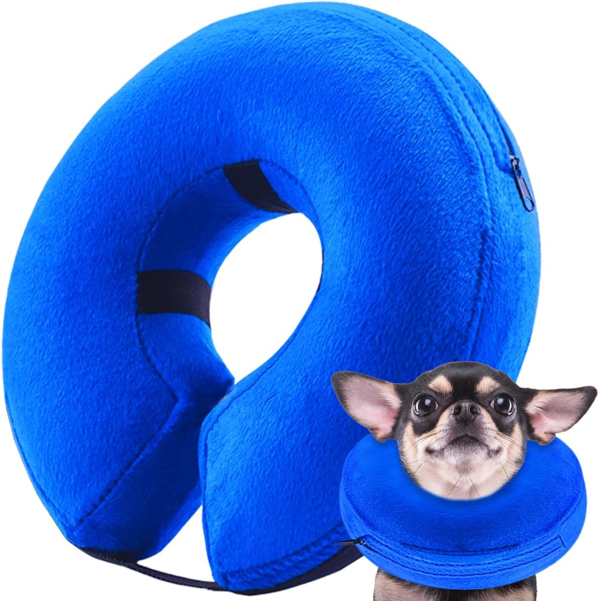 Infisu Soft Dog Cone Collar Inflatable BLUE SMALL 5"-8"