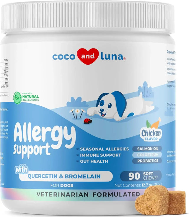 COCO AND LUNA - Coco and Luna Dog Allergy Relief Itching Skin Support 90 Masticables - The Red Vitamin MX - Remedios Para La Picazón De Perros - {{ shop.shopifyCountryName }}
