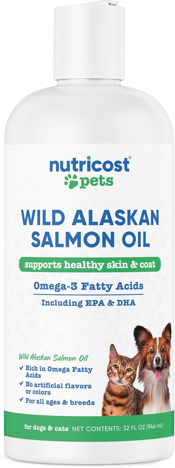 Nutricost Pets Wild Alaskan Salmon Oil for Dogs and Cats 32 Fl.Oz.
