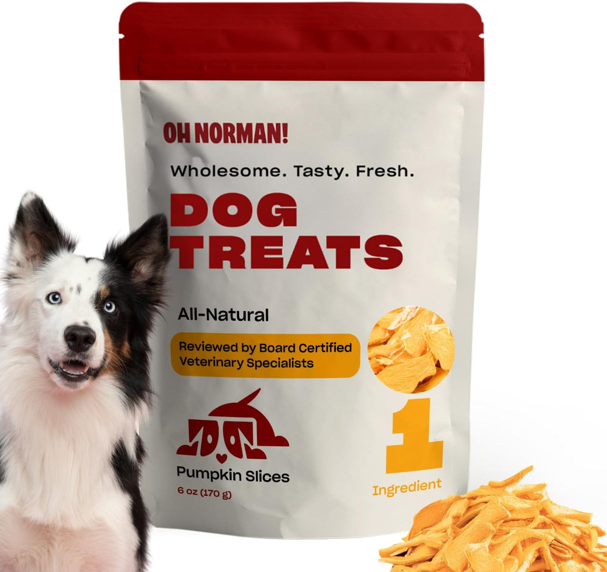 OH NORMAN! Single Ingredient Pumpkin Dog Treats by Kaley Cuoco 170Gr.