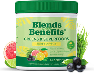 BLENDS WITH BENEFITS - Blends with Benefits Super Greens Powder w/Probiotics 30 Servicios Super Citrus 180Gr. - The Red Vitamin MX - Suplementos Alimenticios - {{ shop.shopifyCountryName }}
