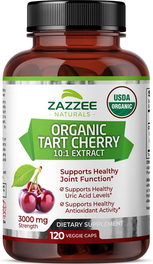 Zazzee USDA Organic Tart Cherry 10:1 Extract 3000Mg. 120 Capsulas