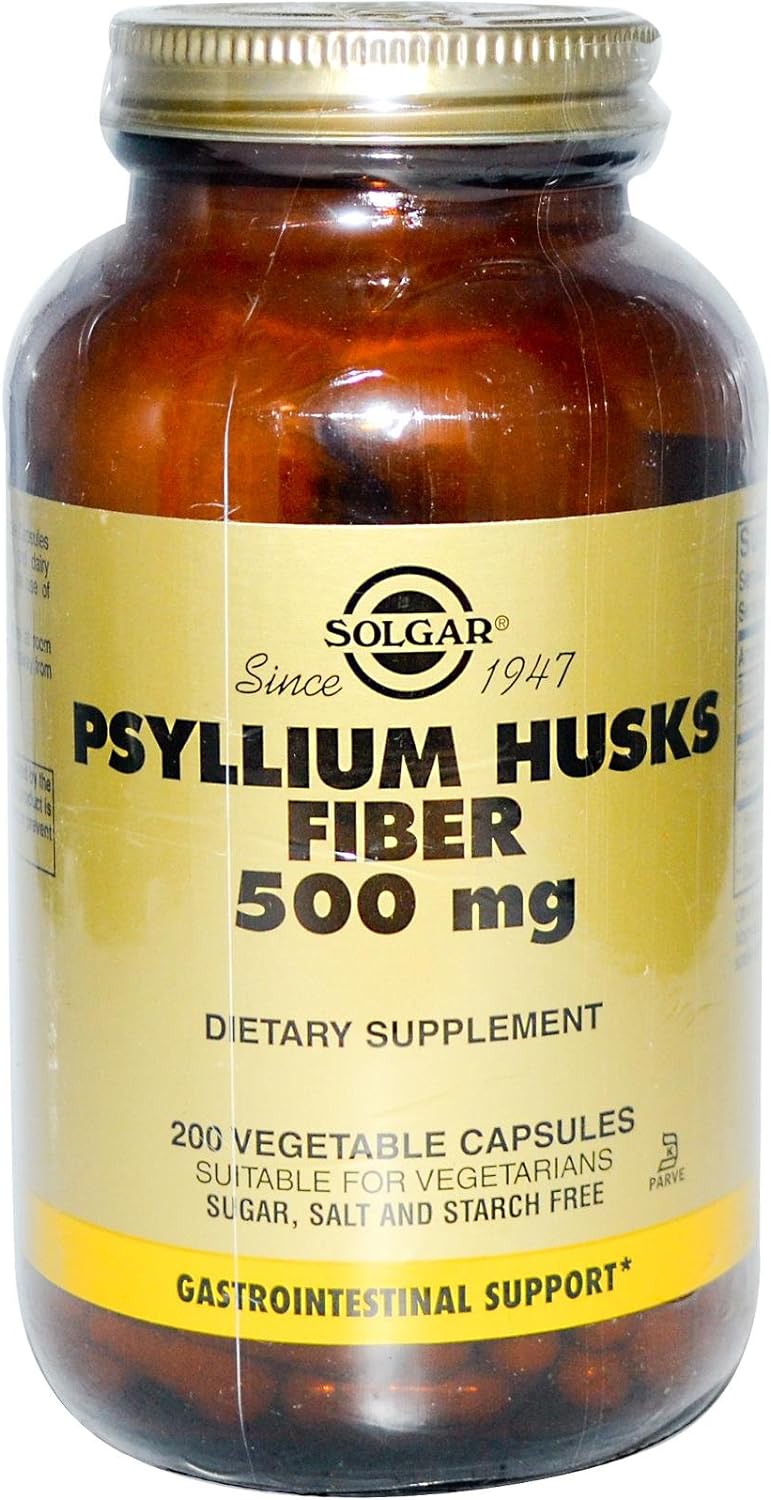 SOLGAR Fiber Psyllium Husks 500Mg. 200 Capsulas