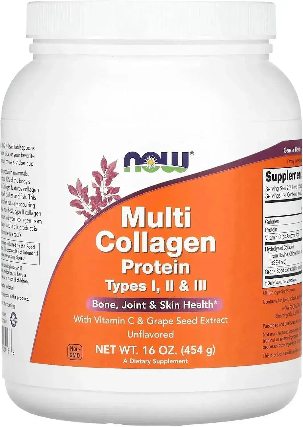 NOW SUPPLEMENTS - NOW Supplements Multi Collagen Protein Types I, II & III Powder 454Gr. - The Red Vitamin MX - Suplementos Alimenticios - {{ shop.shopifyCountryName }}