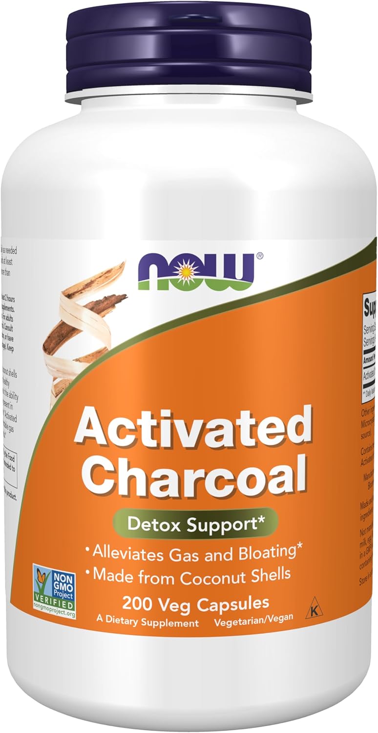 NOW Foods Supplements Activated Charcoal 200 Capsulas