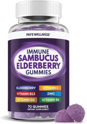 PAYE WELLNESS - PAYE Wellness Sambucus Elderberry Immune Gummies 70 Gomitas - The Red Vitamin MX - Suplementos Alimenticios - {{ shop.shopifyCountryName }}