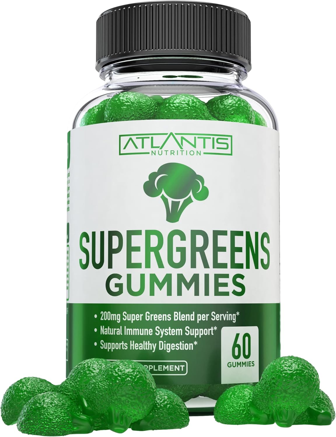 Atlantis Nutrition Supergreens Gummies Natural Raspberry Flavor 60 Gomitas