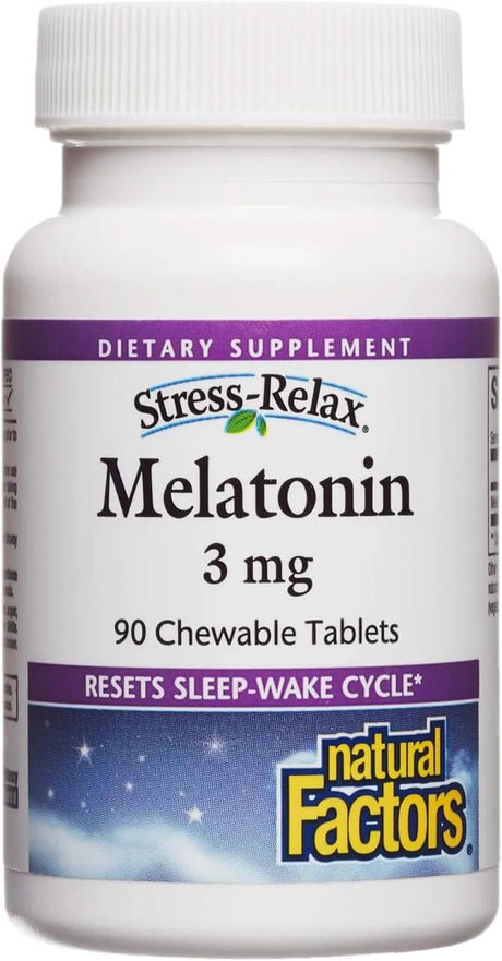 NATURAL FACTORS - Natural Factors Stress-Relax Melatonin 3Mg. 90 Tabletas Masticables - The Red Vitamin MX - Suplementos Alimenticios - {{ shop.shopifyCountryName }}