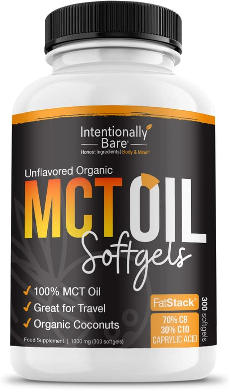 Intentionally Bare Organic MCT Oil Capsules 1000Mg. 300 Capsulas Blandas - The Red Vitamin MX - Suplementos Alimenticios - INTENTIONALLY BARE