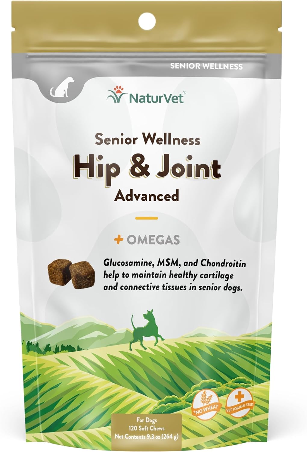 NaturVet Senior Wellness Hip & Joint Advanced Plus Omegas 120 Masticables