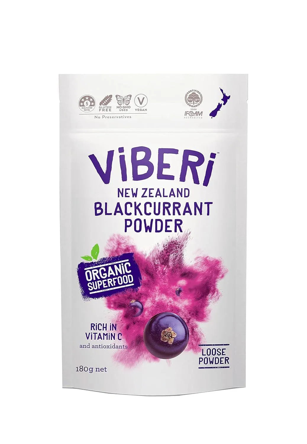 VIBERI - ViBERi NZ Organic Blackcurrant Powder 180Gr. - The Red Vitamin MX - Suplementos Alimenticios - {{ shop.shopifyCountryName }}