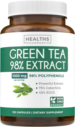 HEALTHS HARMONY - Healths Harmony Green Tea Extract Capsules 98% with EGCG 120 Capsulas - The Red Vitamin MX - Suplementos Alimenticios - {{ shop.shopifyCountryName }}