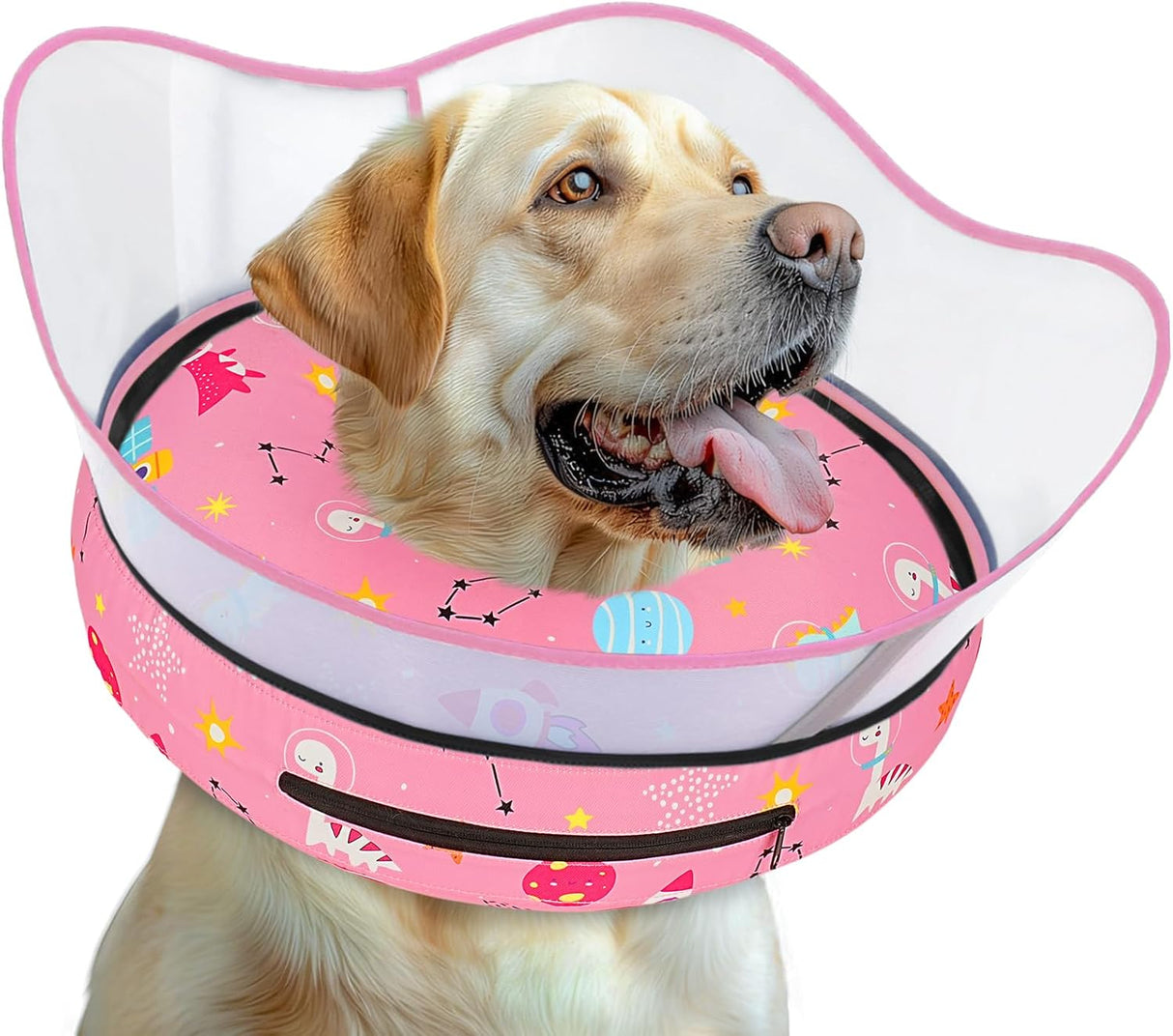 Toptakeit Elevated Inflatable Dog Cone Collar PINK XLARGE