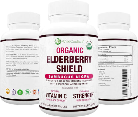 WISECEUTICAL - Wiseceutical Max Strength USDA Organic Black Elderberry 60 Capsulas - The Red Vitamin MX - Suplementos Alimenticios - {{ shop.shopifyCountryName }}