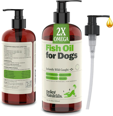 DELEY NATURALS - Deley Naturals Dog Fish Oil Icelandic 2X Omega 32 Fl.Oz. - The Red Vitamin MX - Aceite De Pescado Para Perros - {{ shop.shopifyCountryName }}