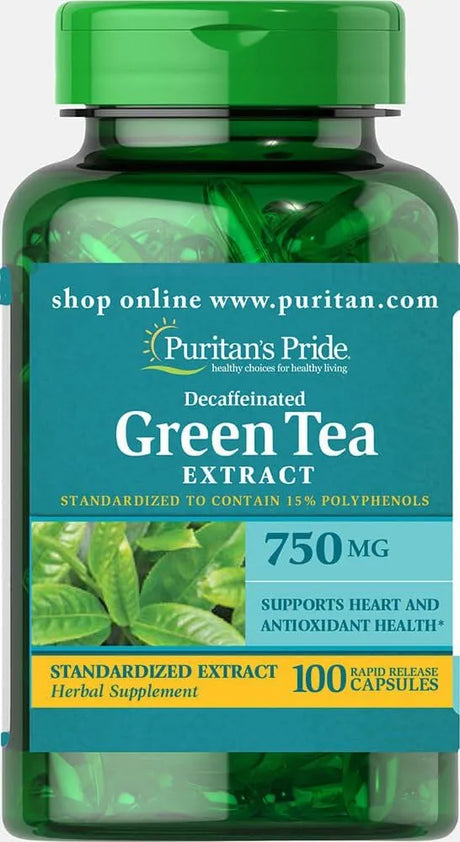 PURITAN'S PRIDE - Puritan's Pride Decaffeinated Green Tea Standardized Extract 750Mg. 100 Capsulas - The Red Vitamin MX - Suplementos Alimenticios - {{ shop.shopifyCountryName }}