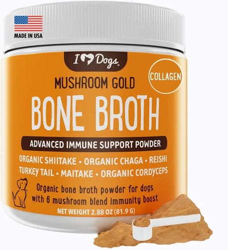 IHEARTDOGS - iHeartDogs Bone Broth & Mushroom Gold Powder 81.9Gr. - The Red Vitamin MX - Suplementos Herbales Para Perros - {{ shop.shopifyCountryName }}