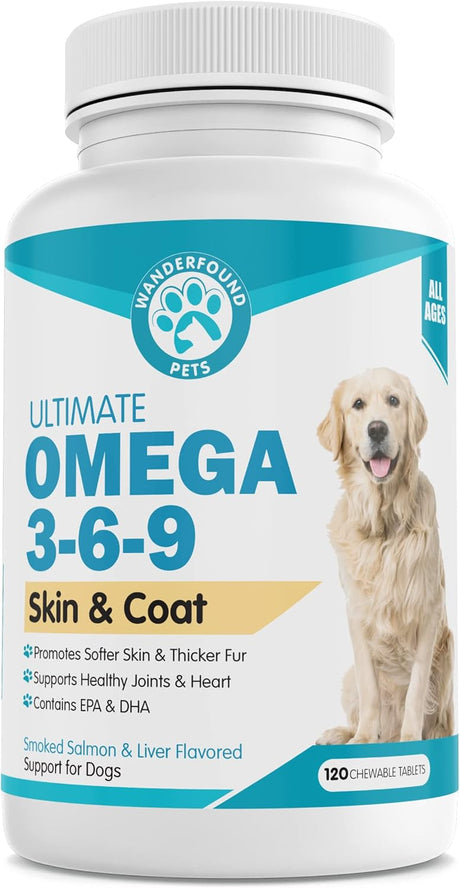 WANDERFOUND PETS - Wanderfound Pets Omega 3 Fish Oil for Dogs Smoked Salmon and Liver Flavor 120 Tabletas Masticables - The Red Vitamin MX - Aceite De Pescado Para Perros - {{ shop.shopifyCountryName }}