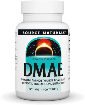 SOURCE NATURALS - Source Naturals DMAE Dimethylaminoethanol Bitartrate 351Mg. 100 Tabletas - The Red Vitamin MX - Suplementos Alimenticios - {{ shop.shopifyCountryName }}