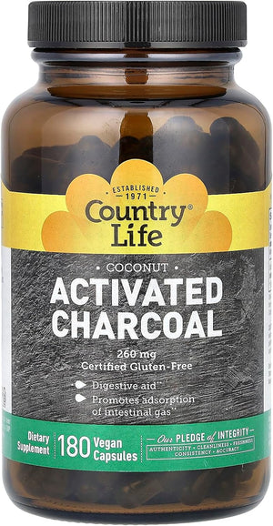 Country Life Activated Charcoal 260Mg. 180 Capsulas