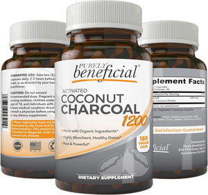 PURELY beneficial Activated Coconut Charcoal 1200Mg. 180 Capsulas