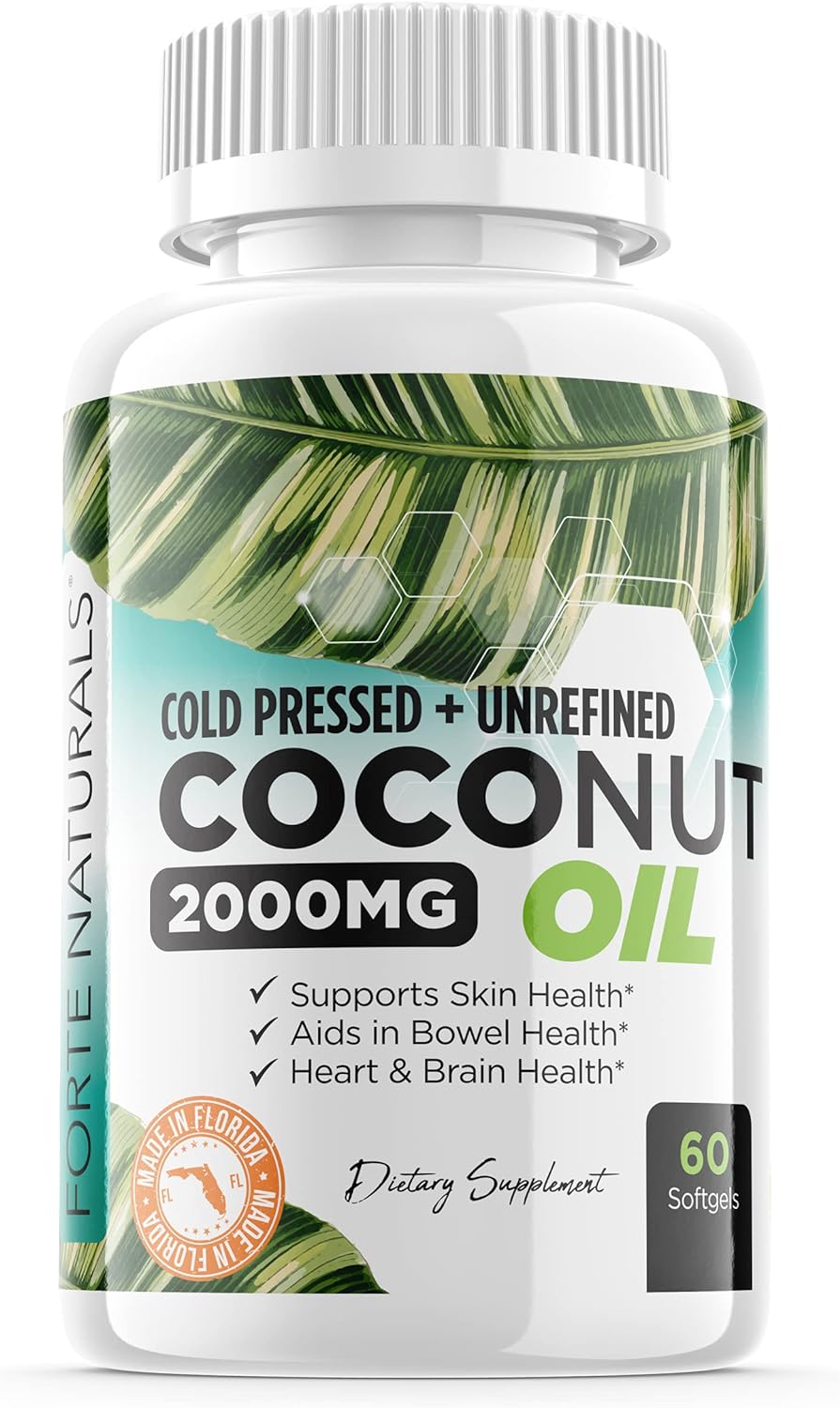 Forte Naturals Coconut Oil Organic 2000Mg. 60 Capsulas Blandas