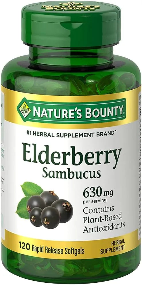 NATURE'S BOUNTY - Nature's Bounty Sambucus Elderberry 630Mg. 120 Capsulas Blandas - The Red Vitamin MX - Suplementos Alimenticios - {{ shop.shopifyCountryName }}