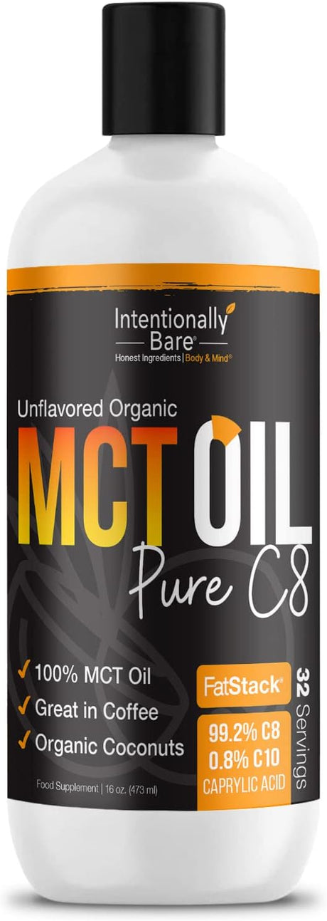 Intentionally Bare Pure C8 Organic MCT Oil 473Ml. - The Red Vitamin MX - Suplementos Alimenticios - INTENTIONALLY BARE