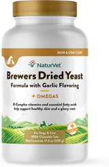 NaturVet Brewer’s Dried Yeast Formula with Garlic Flavoring Plus Omegas 1000 Tabletas Masticables